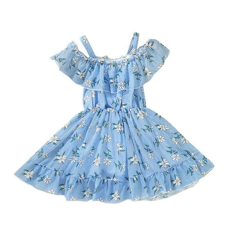

Toddler Baby Girls Summer Dress Chiffon Princess Tutu Dress Cute Floral Print Beachwear Suspender Sundress Little Girl Clothes
