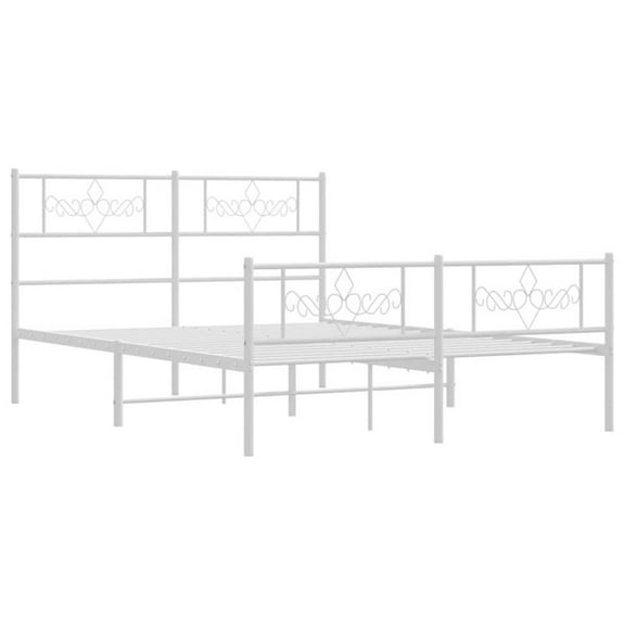 Pemberly Row Powder-Coated Steel Queen/Double Bed Frame in White