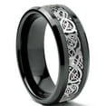 thumbnail image 3 of Wedding Rings For Men or Women. 8mm Black Tungsten Band Silver Celtic Knot, 3 of 4