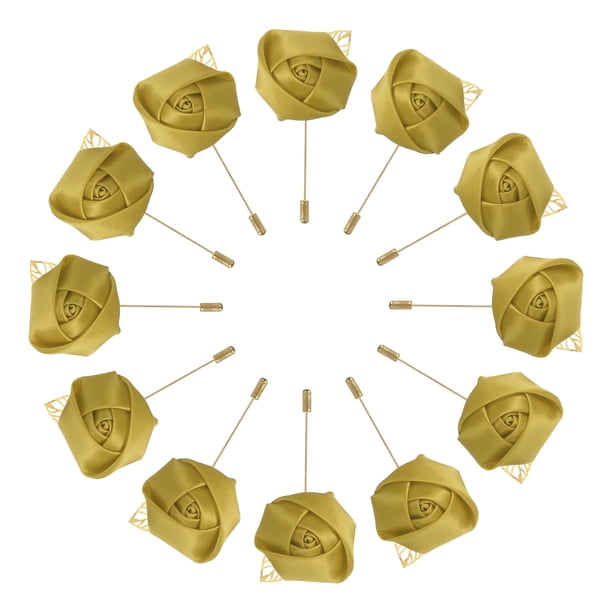 Ramilletes de Rosa Unique Bargains 12 Pcs con Alfileres para Hombres Ceremonia de Boda Aniversario Cena Formal Dorado