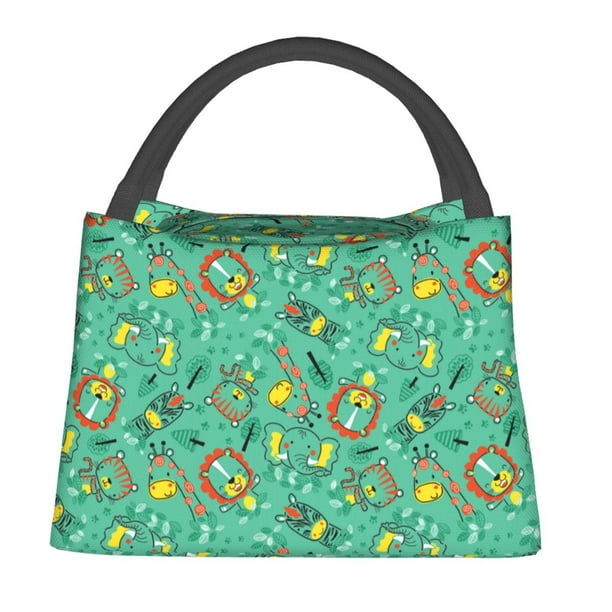 Fotbe Funny Animals in Jungle Bolsa Térmica Portátil con Estampado, Bolsa de Entrega de Alimentos Aislada, Bolsa Reutilizable de Gran Capacidad para Comidas y Supermercado