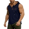 thumbnail image 5 of Guluxicc Mens Hooded Tank Tops Drawstring Button Sleeveless Workout Muscle Shirt Summer Outdoor Casual Top with Pocket, 5 of 8
