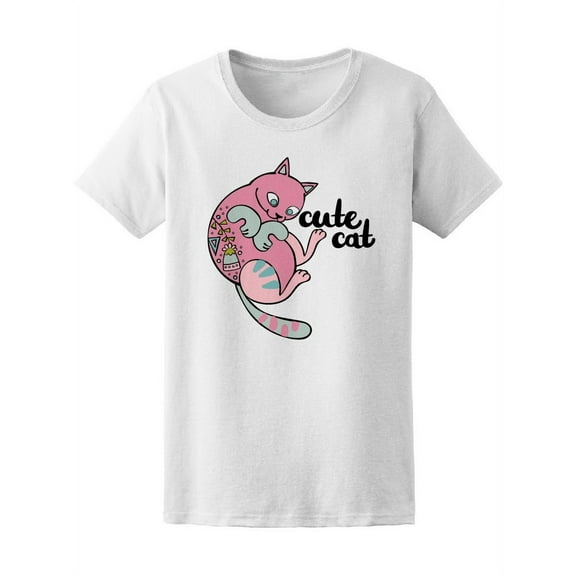 Cute Cat With Flowers T-Shirt Women -Image by Shutterstock, Female XX-Large