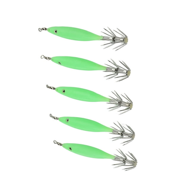 Youthink Glow Squid Jig Artificial Bait Lure Jig 5pcs 8cm Fishing Lure With Hook Cuttlefish Jig Wood Shrimp Bait For Outdoor Saltwater Freshwater Othe