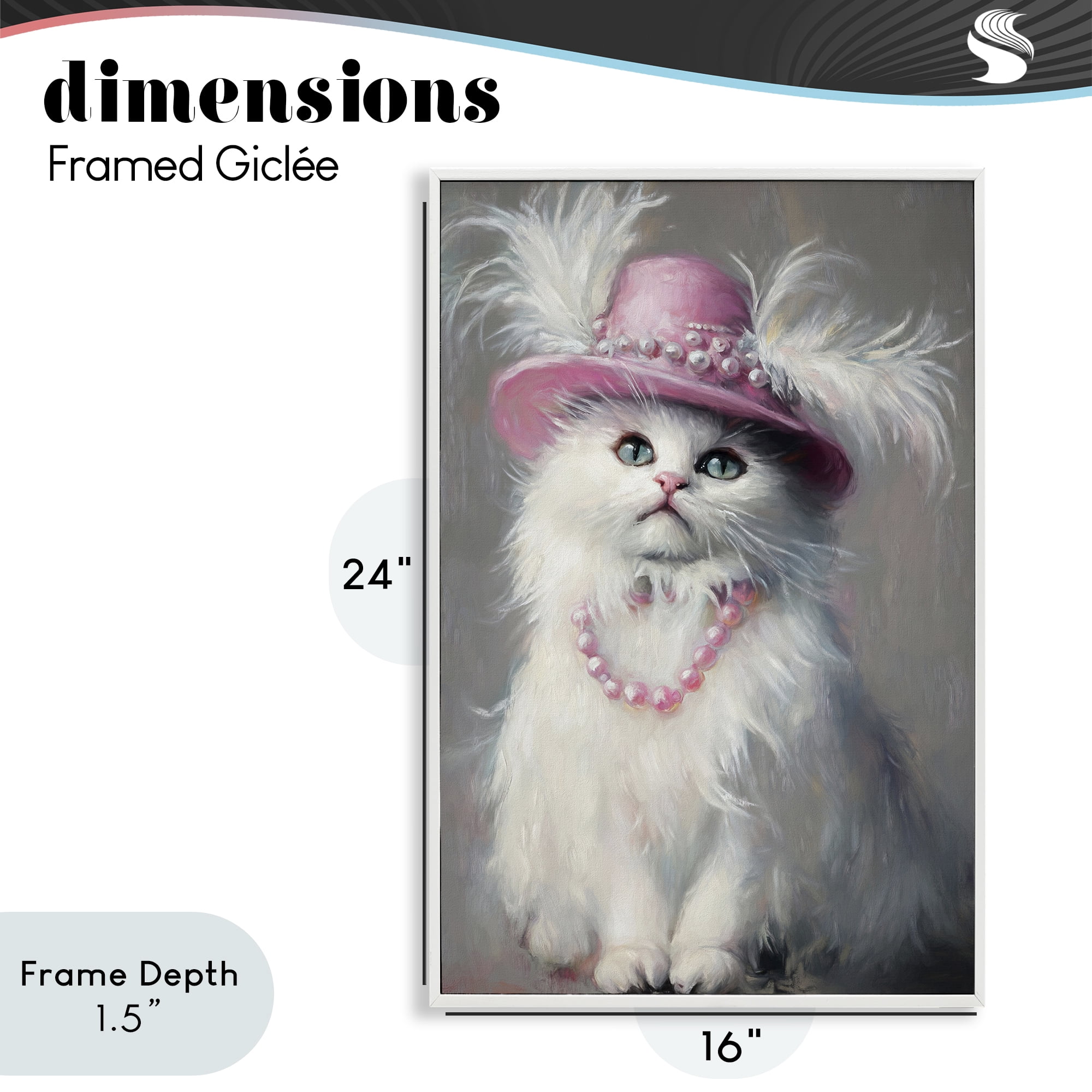 Stupell Industries Beautiful Brigitte Cat White Framed Giclee Art, design by Tina LeCour
