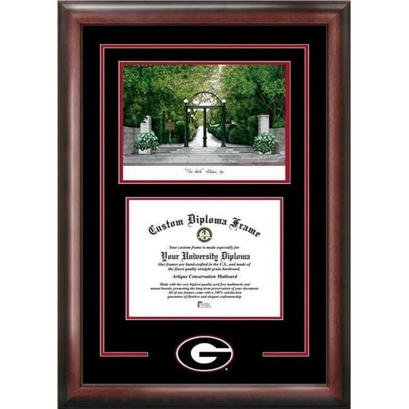 Campus Images GA987SG-1512 12 x 15 in. Georgia Bulldogs Spirit Graduate Diploma Satin Mahogany Frame