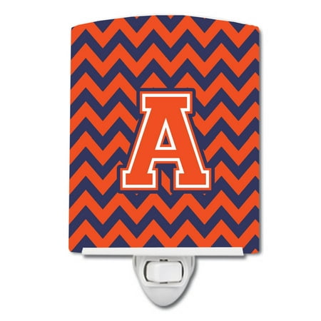 

Caroline s Treasures CJ1042-ACNL Letter A Chevron Orange and Blue Ceramic Night Light 6x4x3 multicolor