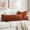 thumbnail image 7 of Fancy Homi Set of 1 Rust Boho Long Lumbar Body Decorative Throw Pillow Cover 14x36 inch for Bed Couch Bedroom Bench, Soft Patchwork Corduroy Textured Pillow Case, Rustic Farmhouse Room Decor, 7 of 7