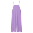 thumbnail image 4 of Zanarzt Toddler Girl Summer Romper Girl's Casual Sleeveless Jumpsuits Spaghetti Straps Long Overalls with Pockets Purple,7-8 Years, 4 of 9