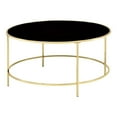 thumbnail image 1 of Bowery Hill Table Basse Ronde Contemporaine avec Dessus en Verre Trempé et Base en Acier, Laiton, 1 of 5