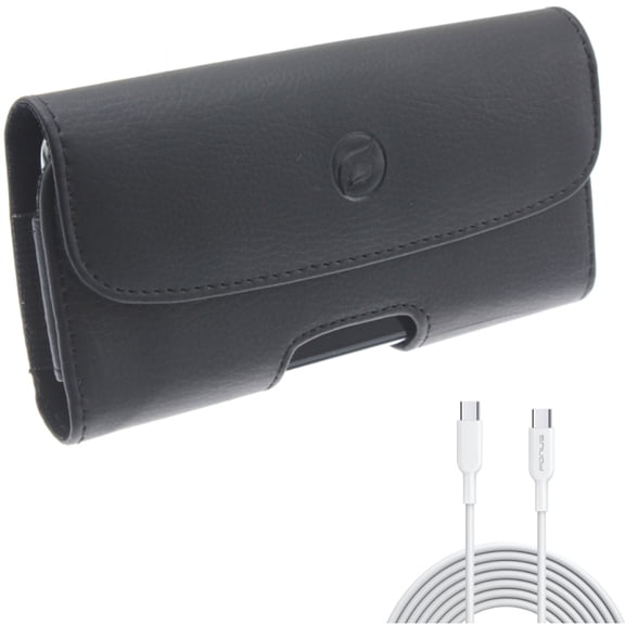 Case Belt Clip w 10ft Long Type-C Cable for Samsung Galaxy A53 5G,A33 5G Phones - Leather Holster Cover Loops, Fast Charger Cord PD Power Wire