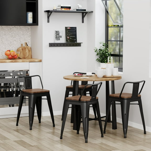 18 inch Stools Set of 4, Short Stools for Classroom Metal Chairs, Stackable Kitchen Dining Stools