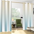 thumbnail image 3 of Nanqianyi Brown and Blue Ombre Blackout Curtains, White Stripe Gradient Color Thermal Insulation Window Drapes for Living Room, Bedroom, 2 Panels 52" Wx96" L, 3 of 7