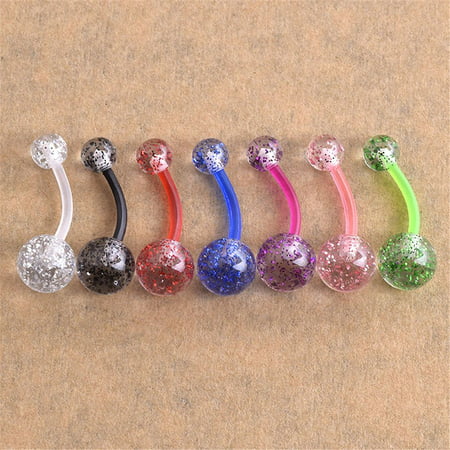 Sequin Plastic Piercing Navel Surgical Belly Button Rings For Women ...