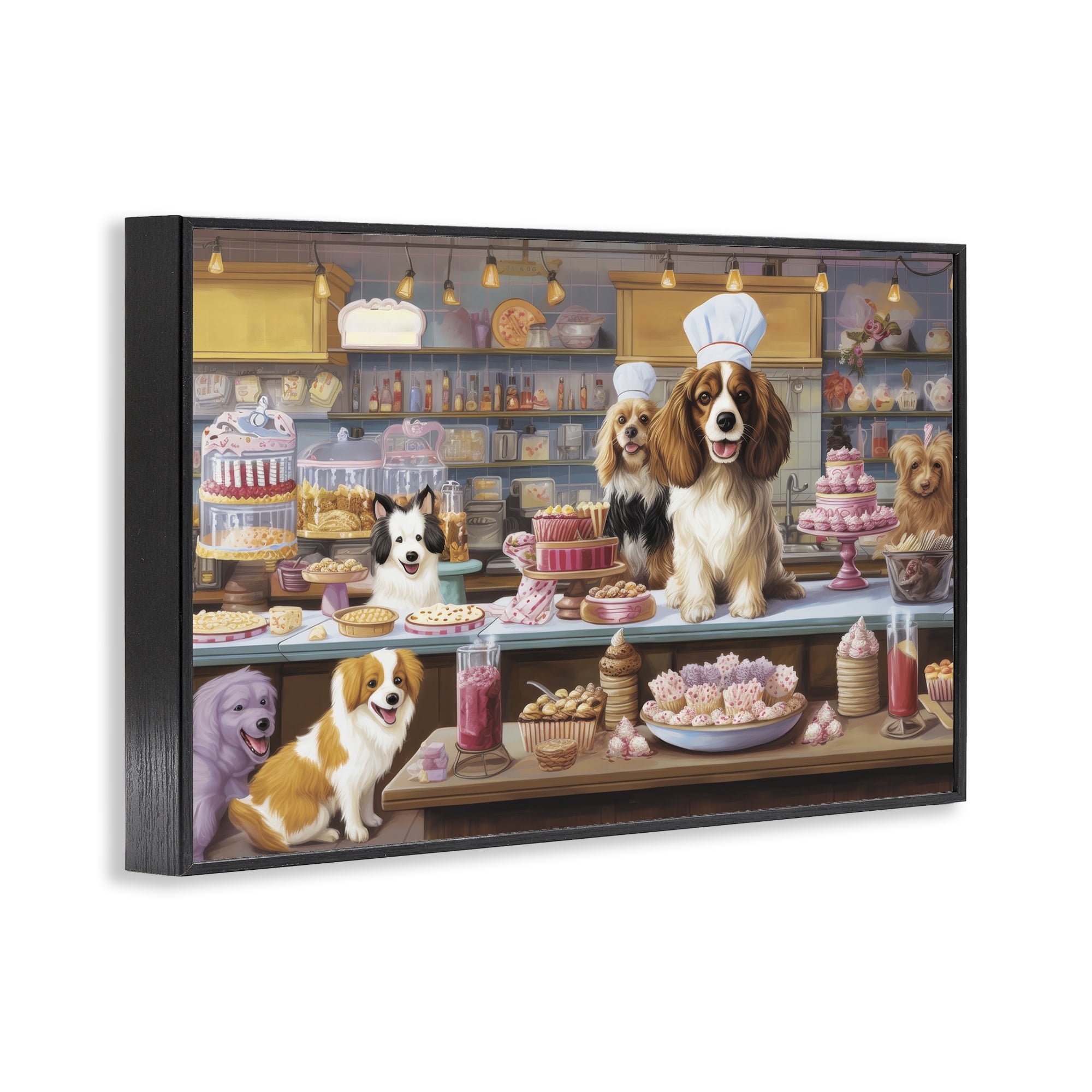 Stupell Industries Sweet Treats Pastry Dogs Food & Beverage Painting Black Framed Art Print Wall Art, 24 x 16
