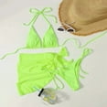thumbnail image 3 of TSADFHJI Maillot de Bain Sport Femme 2 Pcs Ensemble Bikini Aguichant à Nouer avec Jupe 3 Pcs L Vert, 3 of 3