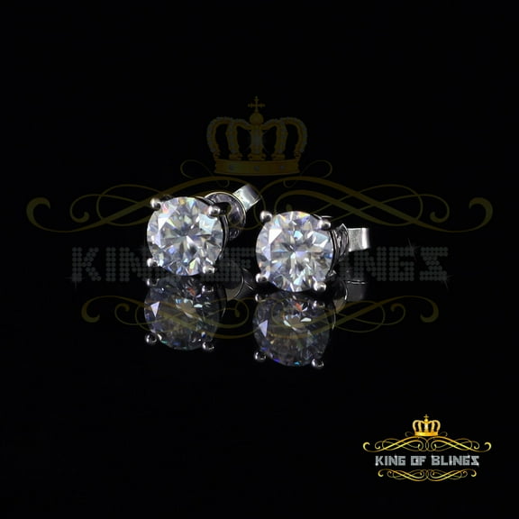 10k Real White Gold with 3.00ct Round VVS 'D' Color Moissanite Stud Earrings