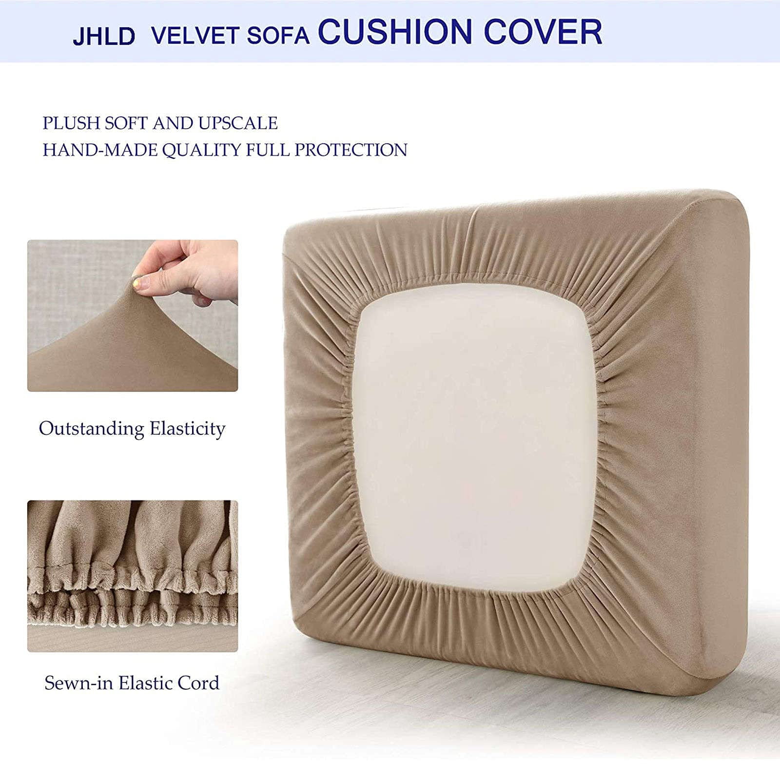 Velvet Sofa Seat Cushion Covers, Stretch Sofa Cushion Covers Elastic Couch Cushion Cover Sofa Seat Cover Removable Washable for Chair, Loveseat-Turquoise Blue-2 Piece