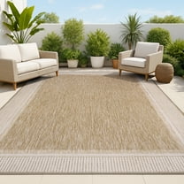 JONATHAN Y TUSCAN SUN 5 x 8 Area Rug, Hali Coastal Wide Stripe Border - Beige/Cream, TSN211A-5