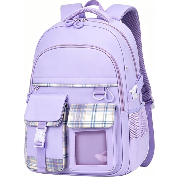 Gmdisc School Backpack for Teens Grils Fashion School Bag Middle High School Bookbag Large Capacity Lightweight Waterproof Daypack for College Students, Purple