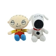2Pcs Funny Cartoon Family Stewie Brian Plush Toys Gifts for Boys and Girls