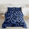 thumbnail image 2 of Homewish Modern Abstract Geometric Queen Comforter Set,Pixel Buffalo Bedding Sets,Blue Chrckered Plaid Bedding Comforter Set For Teens,Luxury Bedroom Decor Reversible,3 Pieces, 2 of 8