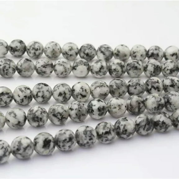 HOOUN Natural Black and White Spotted Stones Loose Strand Beads Jewelry Making 4-12mm-4mm