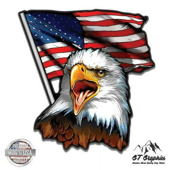 American Bald Eagle Patriotic USA - 3" Vinyl Sticker - For Car Laptop I-Pad Phone Helmet Hard Hat - Waterproof Decal