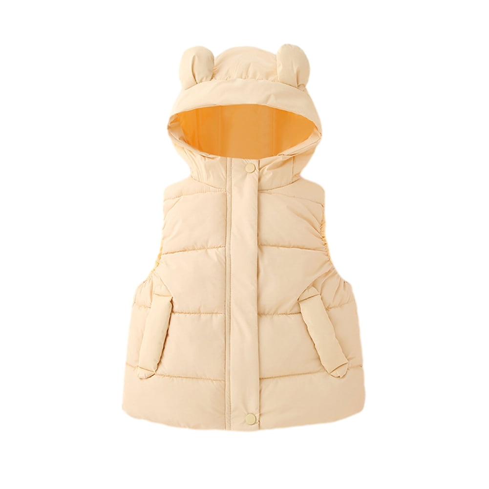 Godderr Toddler Kids Boys Girls Hooded Vest down jacket Cute ears Thickened Winter Jacket Tops Warm Outerwear Waistcoat 1-7Y