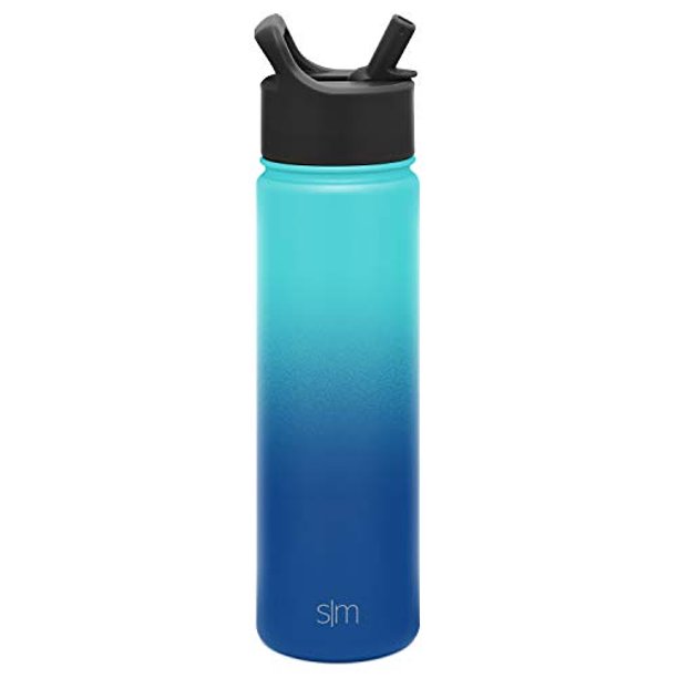 Simple Modern Water Bottle with Straw Lid Vacuum Insulated Stainless Steel Metal Thermos | Reusable Leak Proof BPA-Free Flask for Gym, Travel, Sports | Summit Collection | 22oz, Pacific Dream Simple Modern Ver descripción
