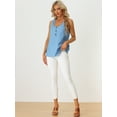 thumbnail image 3 of Blusa sólida liviana para mujer Camiseta sin mangas de ajuste holgado sin mangas Azul claro M, 3 of 6