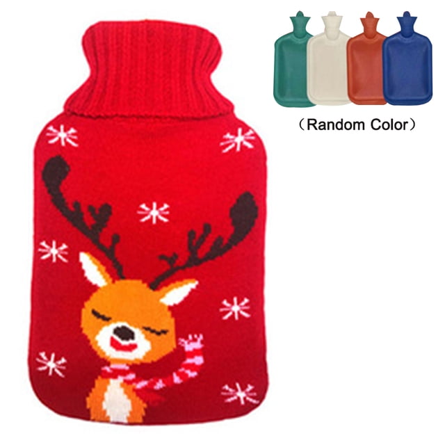 Cartoon Plush Knitting Sleeve Long Water Injection Rubber Hot Water Bottle 1.8L