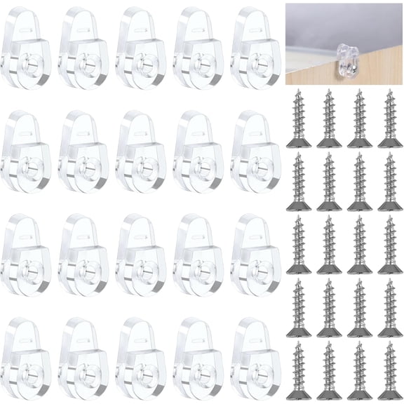 Glass Retainer Clips Clear Plastic Mirror Holder Clip Kit Universal Cabinet, Window, Storm Door Fixing Panel Clips with Metal Screws