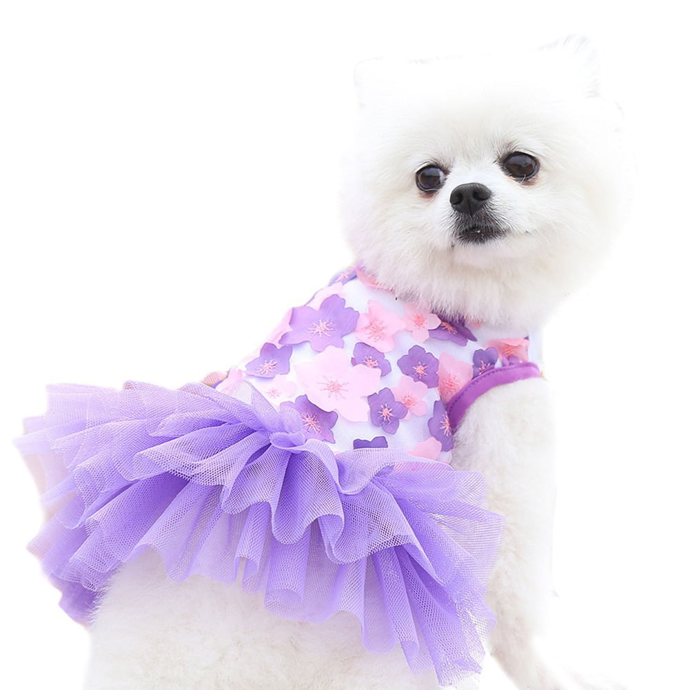 Handfly Small Dog Princess Dress Puppy Tutu Dress Skirt Dog summer dresses Pet Dog Princess Dress Clothes for small dogs cats Purple Red Pink Dress