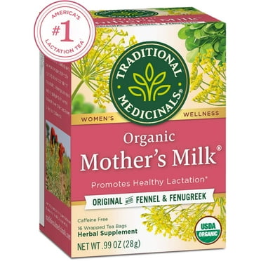Traditional Medicinals, Organic Mother's Milk, Original with Fennel & Fenugreek, Caffeine Free, 16 Wrapped Tea Bags, .99 oz (28 g)