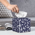 thumbnail image 4 of Leather Tissue Box Cover Square - Beautiful blue anchor dots navyblue Waterproof Tissue Box Holder Paper Case Organizer Dispenser for Modern Home Office Room Home Bathroom Decor, 4 of 7