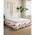 thumbnail image 2 of Pastoral Flowers Bed Skirt King Size 16" Drop Colorful Plants Floral Leaves Watercolor Ruffled Wrap Around Bed Skirts Adjustable Elastic Bedskirt Dust Ruffle for King Size Bed, 2 of 7