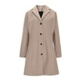 thumbnail image 5 of Women's Wool Blend Trench Coat, Thickened Lapel Collar Jacket, Single Breasted A-Line Overcoat, Warm Fall Winter Outerwear, Fashionable Mid-Length Coat Pink XL, 5 of 10