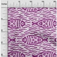 thumbnail image 2 of oneOone Polyester Spandex Purple Fabric Asian Block Fish Sewing Craft Projects Fabric Prints By Yard 56 Inch Wide, 2 of 4