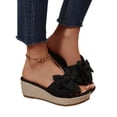 thumbnail image 4 of Avrnliq Womens Bowknot Espadrille Wedge Slide Sandals, Open Toe Slip-On Cloth Sandals, Casual Comfortable Black Summer Platform Sandals for Women,Size 5.5, 4 of 9