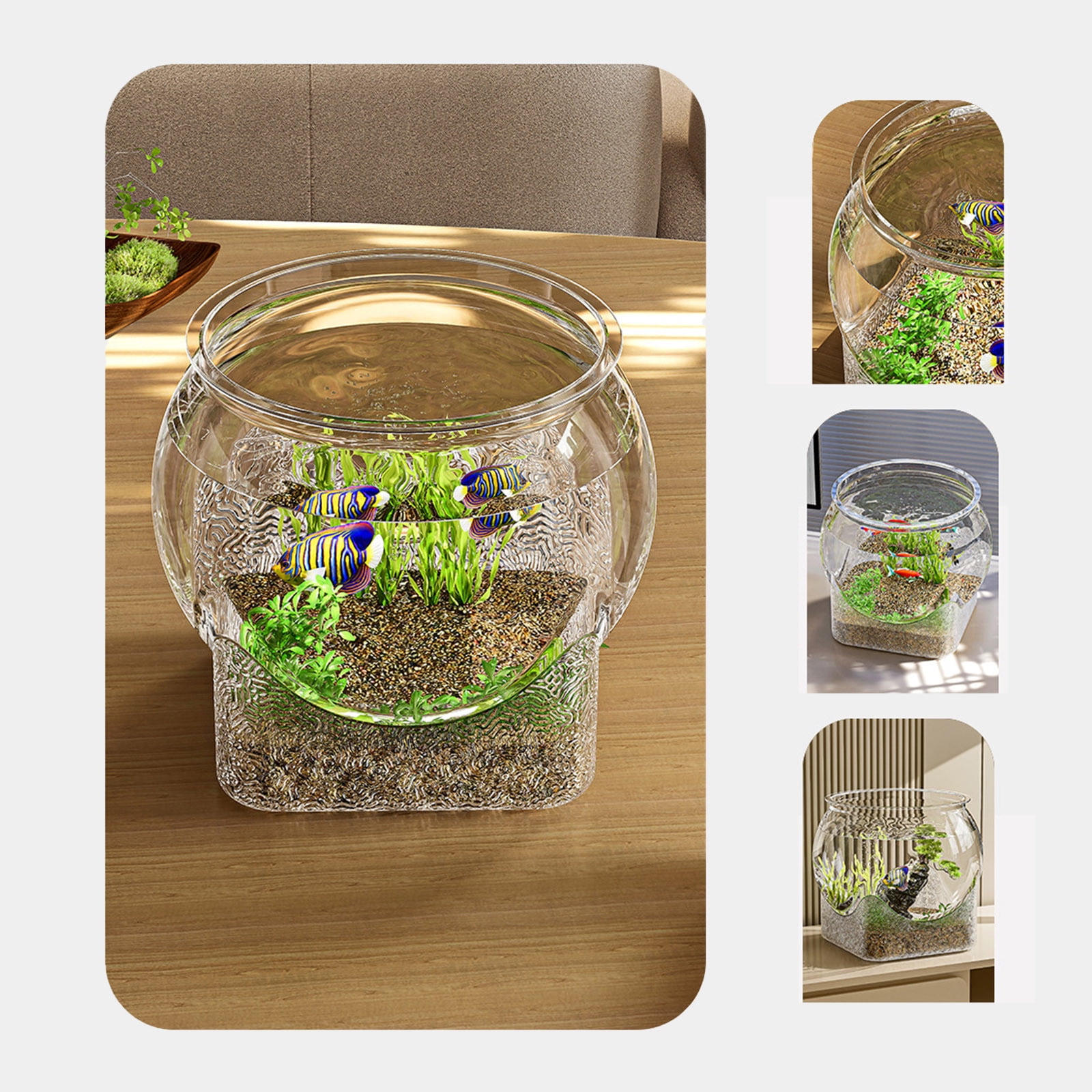 Round Fish Bowl for Betta Fish & Turtles – Shatterproof Clear Desktop Aquarium Tank, Small Transparent Fish Tank for Home/Office Decor, Doubles as Flower Vase Centerpiece