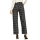 thumbnail image 3 of Pantalones largos rectos de cintura elástica con botones y cremallera de cuadros para mujer Inspire Chic 3XL negros, 3 of 7
