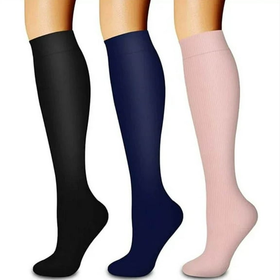 Athletic Socks Women Ankle 3 Pairs Womens Support Socks Knee High Nurse Stockings for Running Travel Athletic Boot Socks for Men S/M