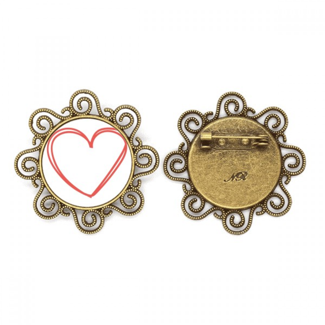 El dia de San Valentin corazon líneas dobles Broche de flores, regalo de joyería para mujeres y niñas Unbranded M