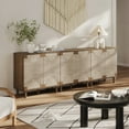 thumbnail image 2 of Nathan James Beacon Boho Accent Cabinet with Doors, Free Standing Kitchen Cabinet Storage with Adjustable Interior Shelf and Seagrass Accent, Dark Brown, 2 of 6