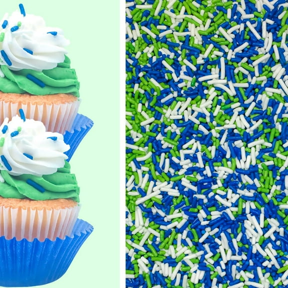 Sprinkle Deco® White Blue Green Cake Pop Cookie Cupcake Cakes Semi-Sweet Edible Confetti Decorations Sprinkles Desert Jimmies Toppers