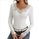 thumbnail image 1 of Camiseta de Punto Ajustada de Larga con Encaje Floral Brillante y Diamantes de Imitación para Mujer XXL, 1 of 9