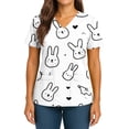 thumbnail image 4 of Garbnen S-5XL Women Scrub Top Easter Cute Graphic Rabbit Nursing Uniforms for Women Scrubs Short Sleeve V Neck Holiday Plus Size Workwear for Nurses with Pocket, 4 of 4