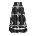 thumbnail image 5 of Unir Women Symmetrical Ethnic Floral Print Multi-Tiered Flow Four Way Stretch Midi Skirt Drawstring Ruffle Waist Casual Side Pocket Long Bottom 1PC S-XXL Plus Size Friendly, 5 of 5