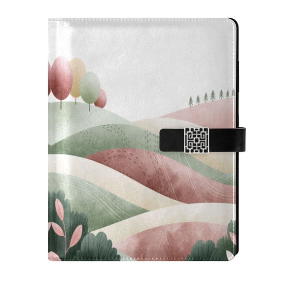 Leather Planner Leather Notebook Notebook Journal Binder Design Pen Pocket Design Convenient for Storage Rolling Hill Pastel Drawing
